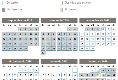 Calendario en linea de una casa de alquiler